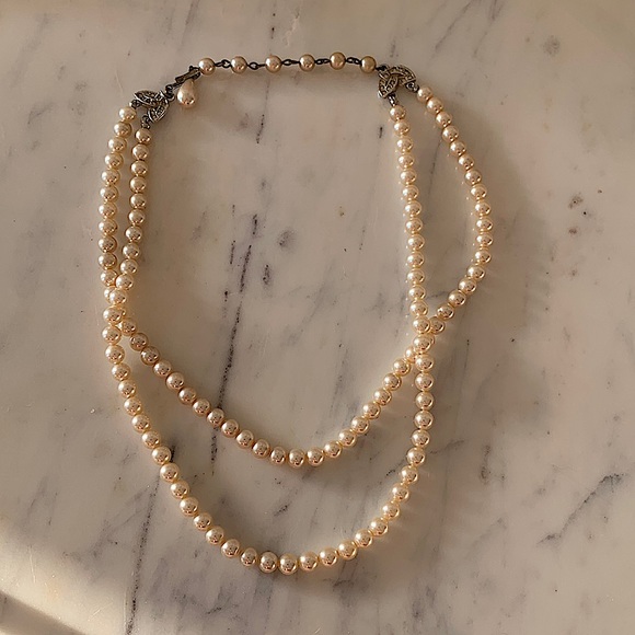 Antique Jewelry - Antique 1920s Bluebird Pearls for Happiness Costume Pearl Double Strand Necklace